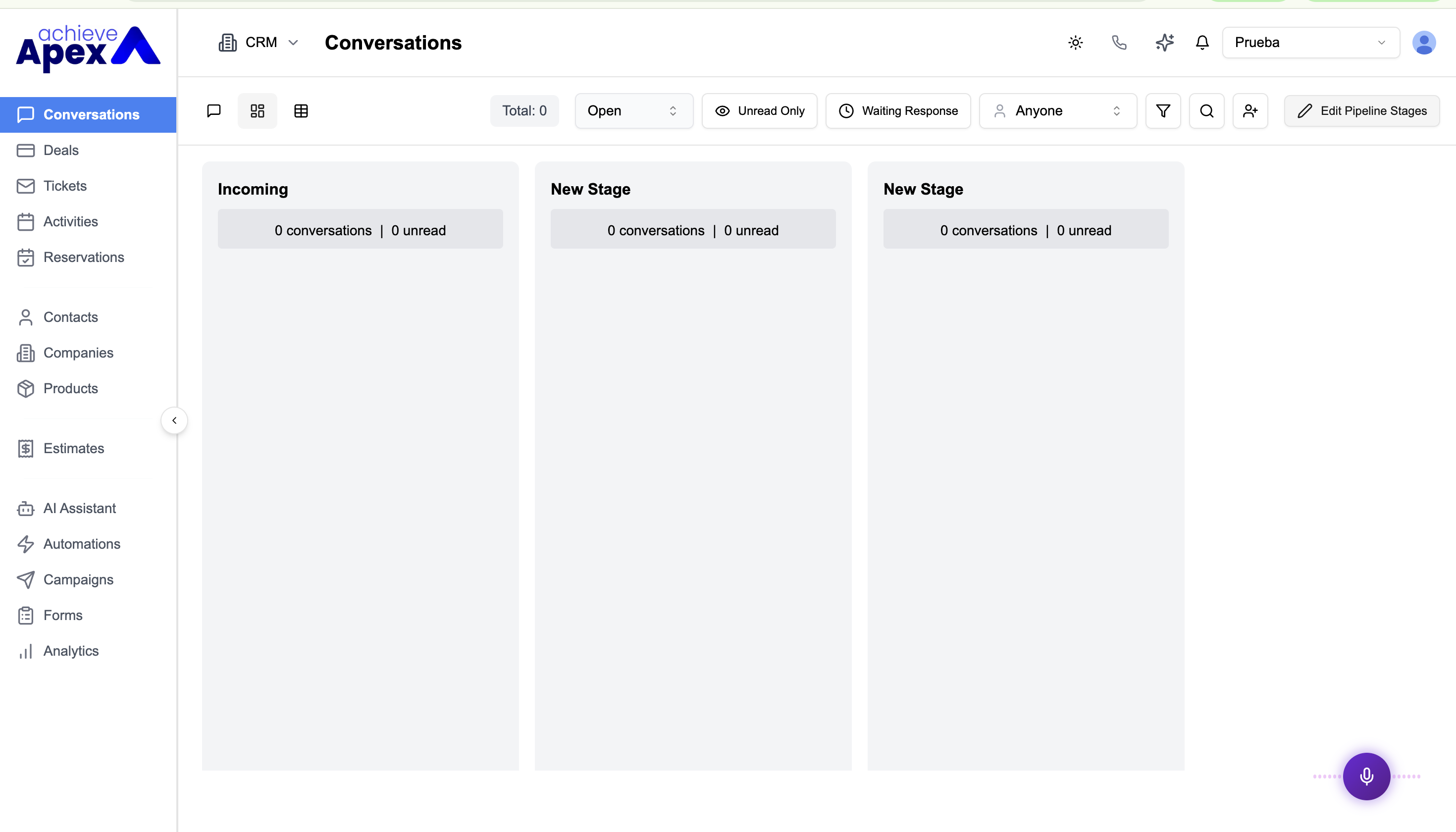 Etapas nuevas creadas